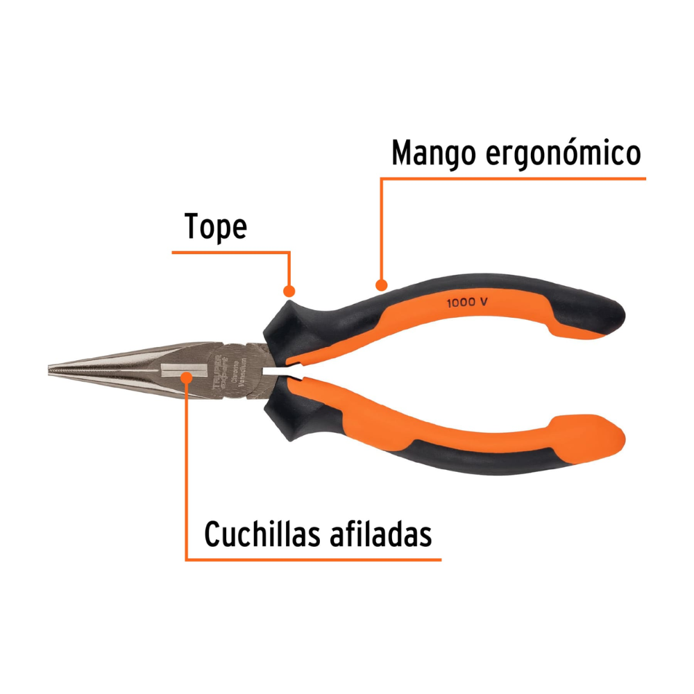 Alicate de punta 6″ dielectrico, TRUPER