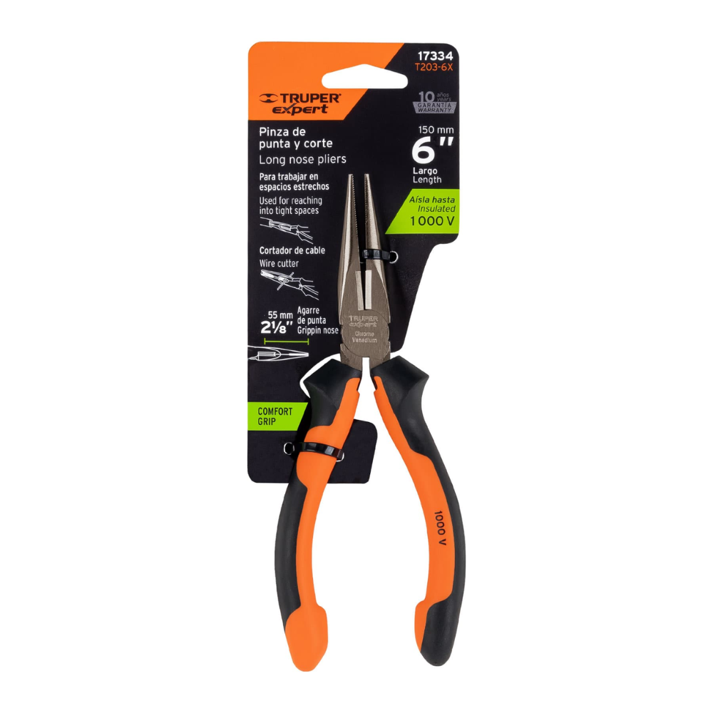 Alicate de punta 6″ dielectrico, TRUPER