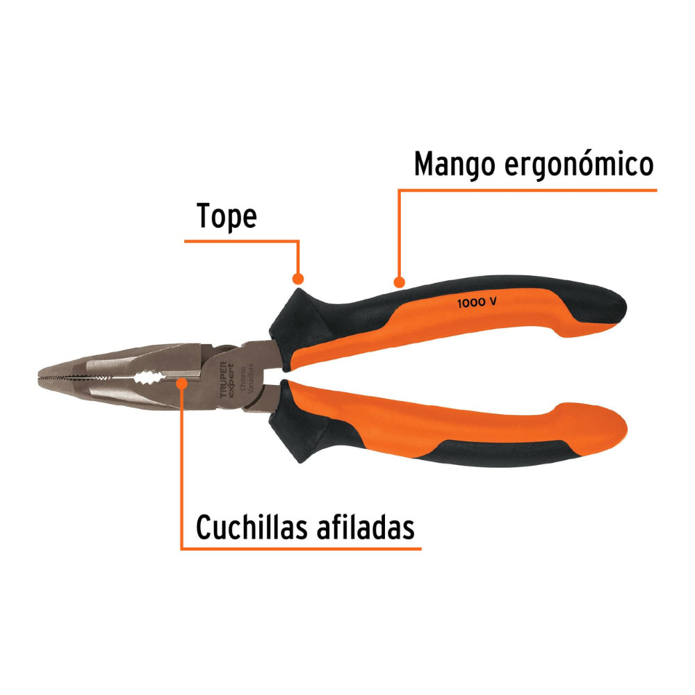 Alicate de punta curva 6″ dielectrico TRUPER