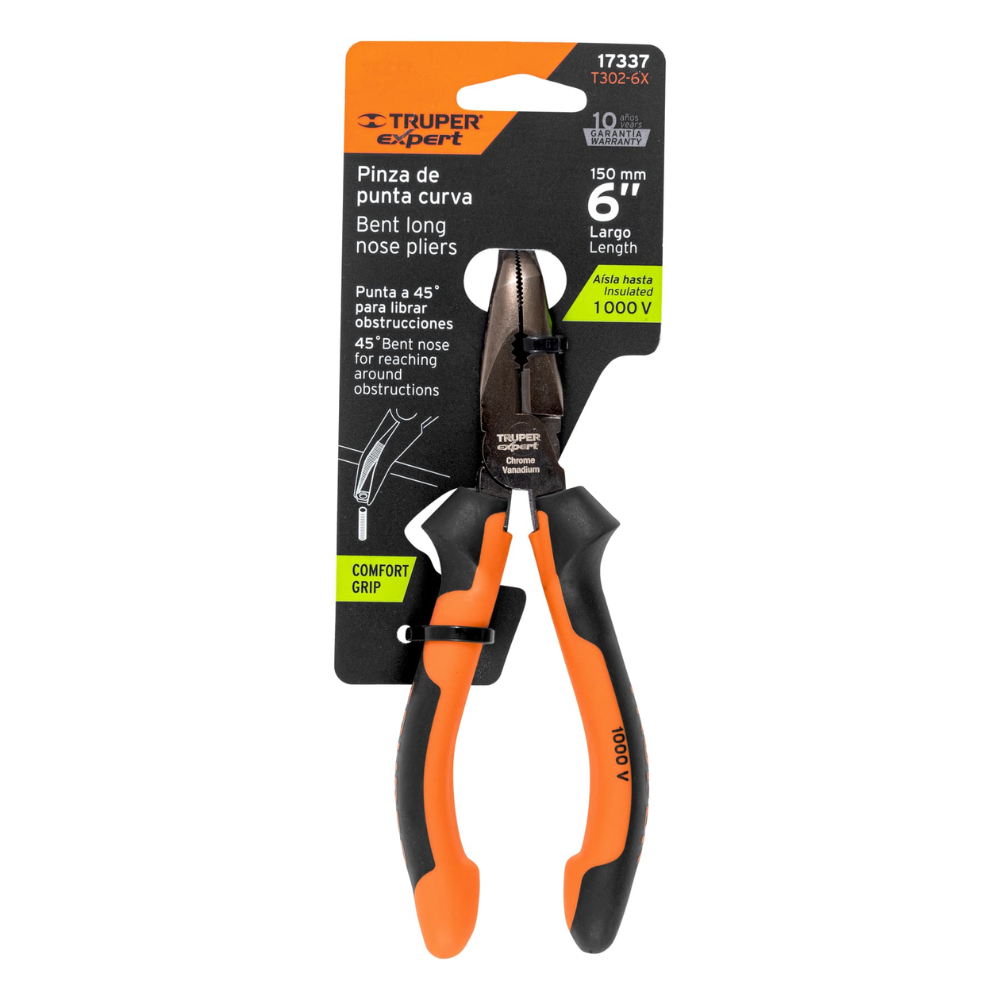 Alicate de punta curva 6″ dielectrico TRUPER