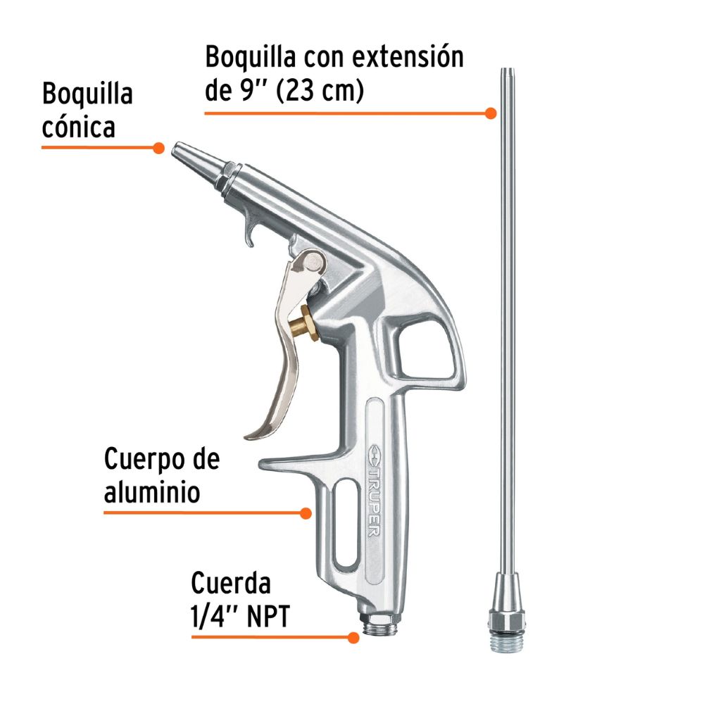 Pistola para sopletear, 2 boquillas, TRUPER