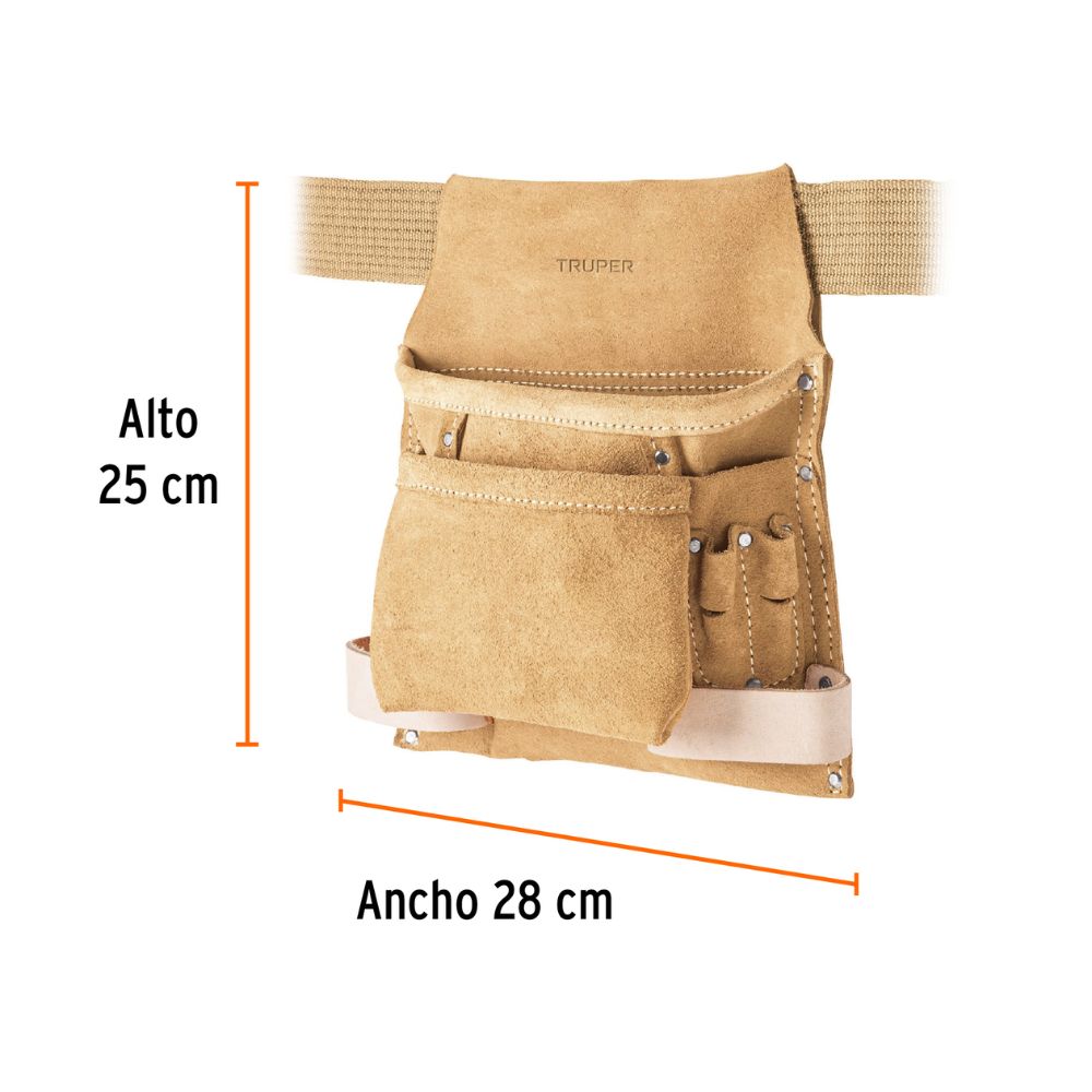 Porta herramientas de carnaza con 10 compartimentos, TRUPER