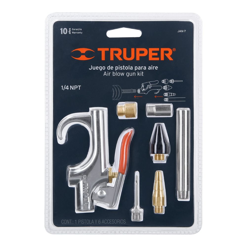 pistola para sopletear, 2 boquillas, 4 accesorios, TRUPER