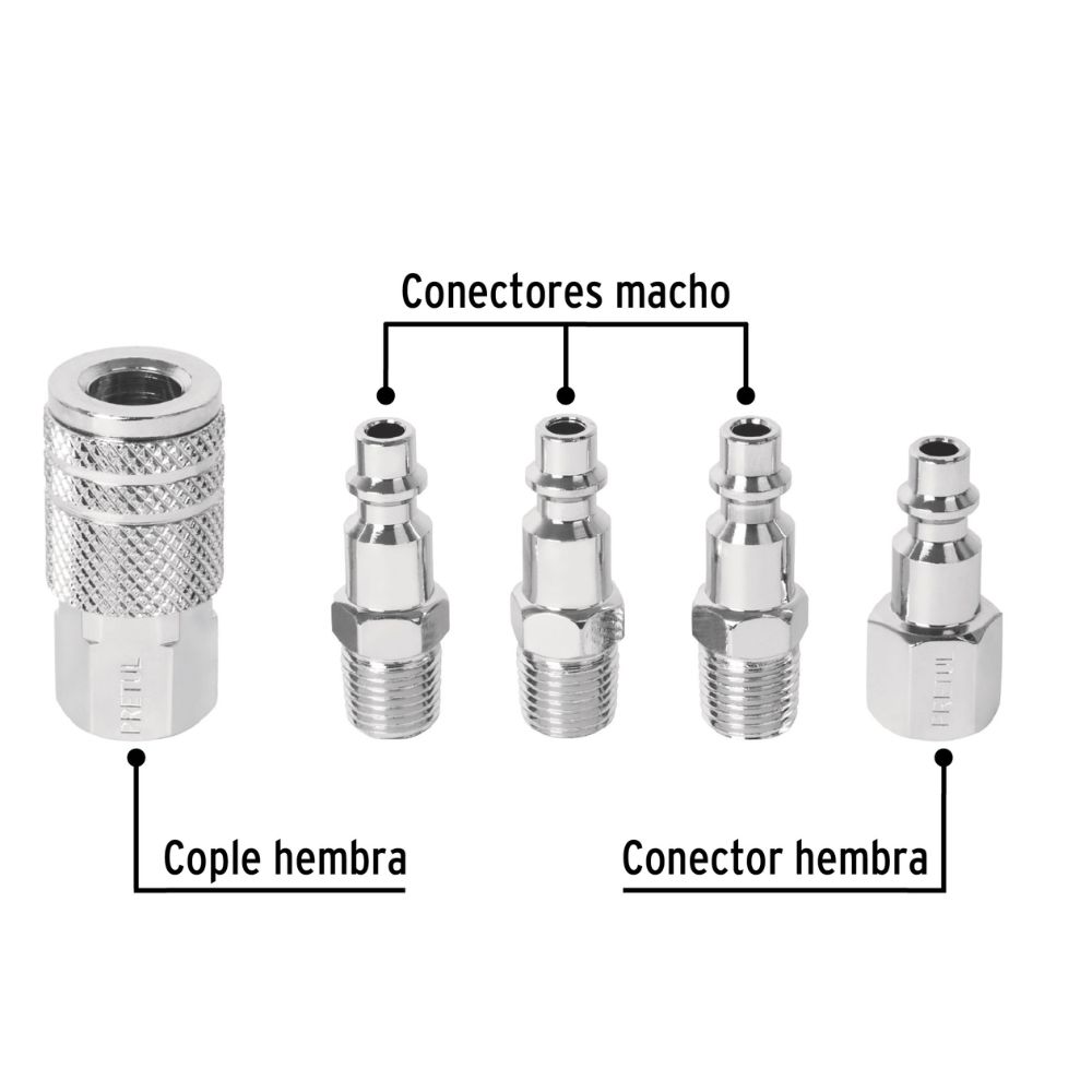 Acoples rápidos Juego de 5pz, de acero, PRETUL