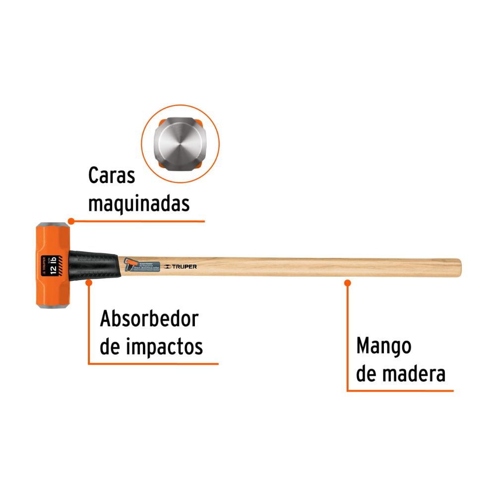 Comba mango de madera 12 lb, 36″ de largo, TRUPER