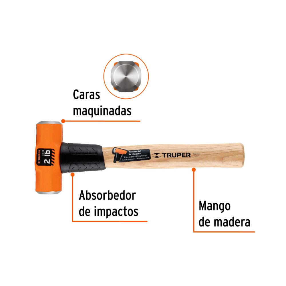 Comba mango de madera 2 lb, 12″ de largo, TRUPER