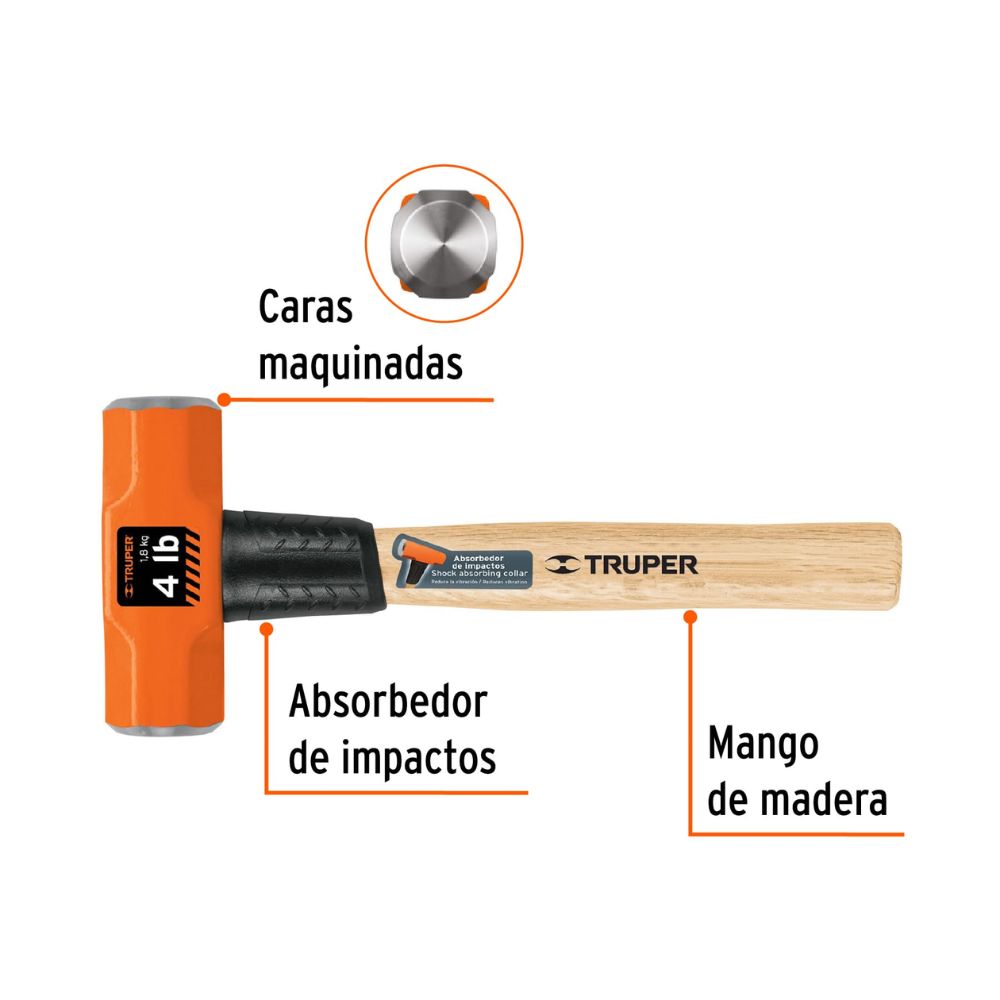 Comba mango de madera 4 lb, 12″ de largo, TRUPER