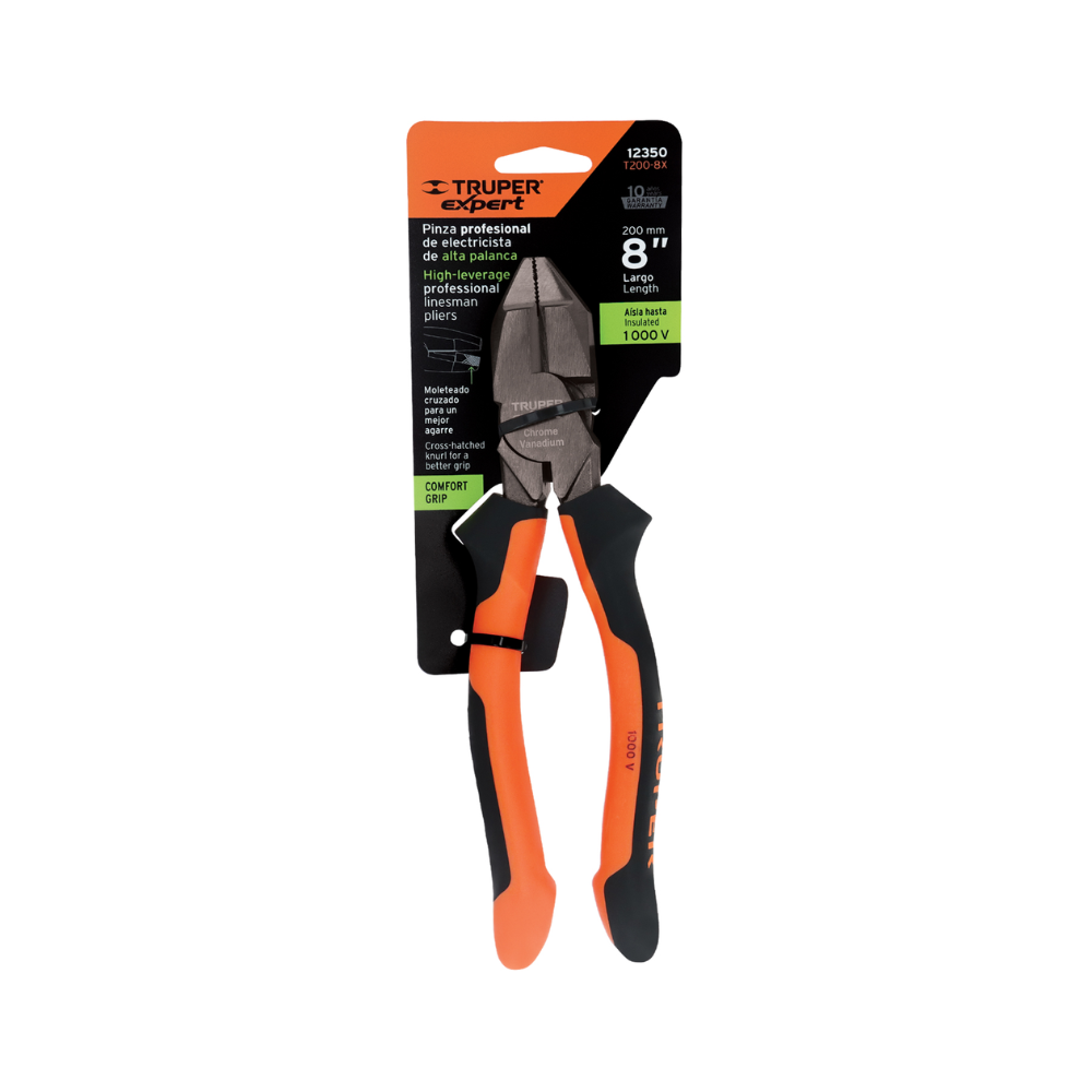 Alicate universal uso rudo 8″, dielectrico TRUPER
