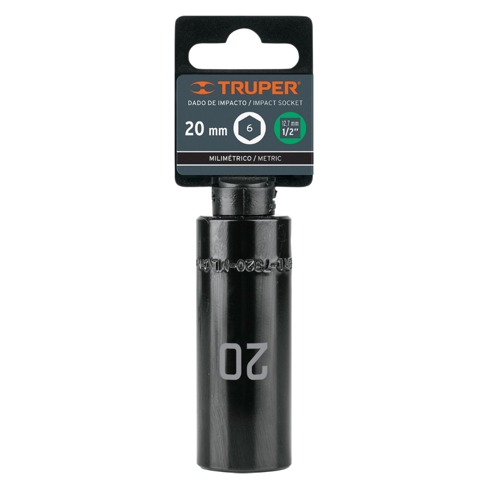 Dado de impacto tubular 20 mm,, encastre 1/2″, hexagonal TRUPER