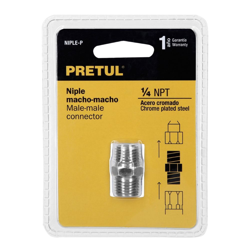 Niple macho-macho, cuerda 1/4″ NPT, PRETUL