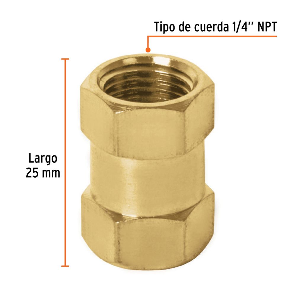 Acople hembra-hembra, cuerda 1/4″ NPT, TRUPER