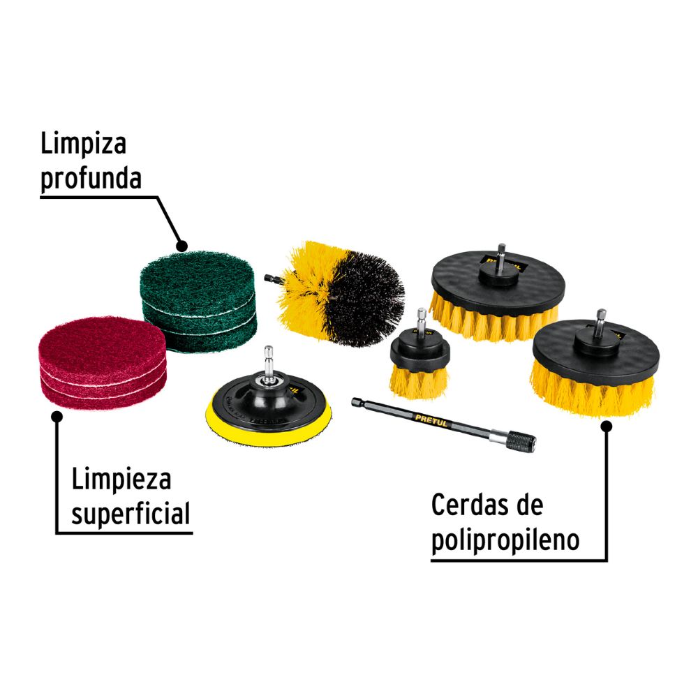 Cepillo para taladro 12 pz PRETUL