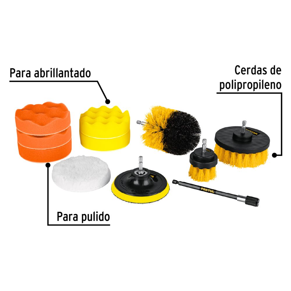 Cepillo para taladro 11 pz PRETUL