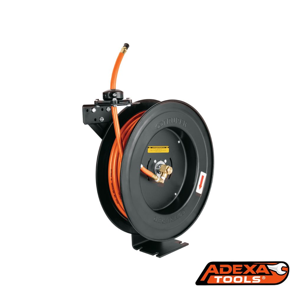Manguera de hule,15m x 3/8″,carrete retráctil TRUPER