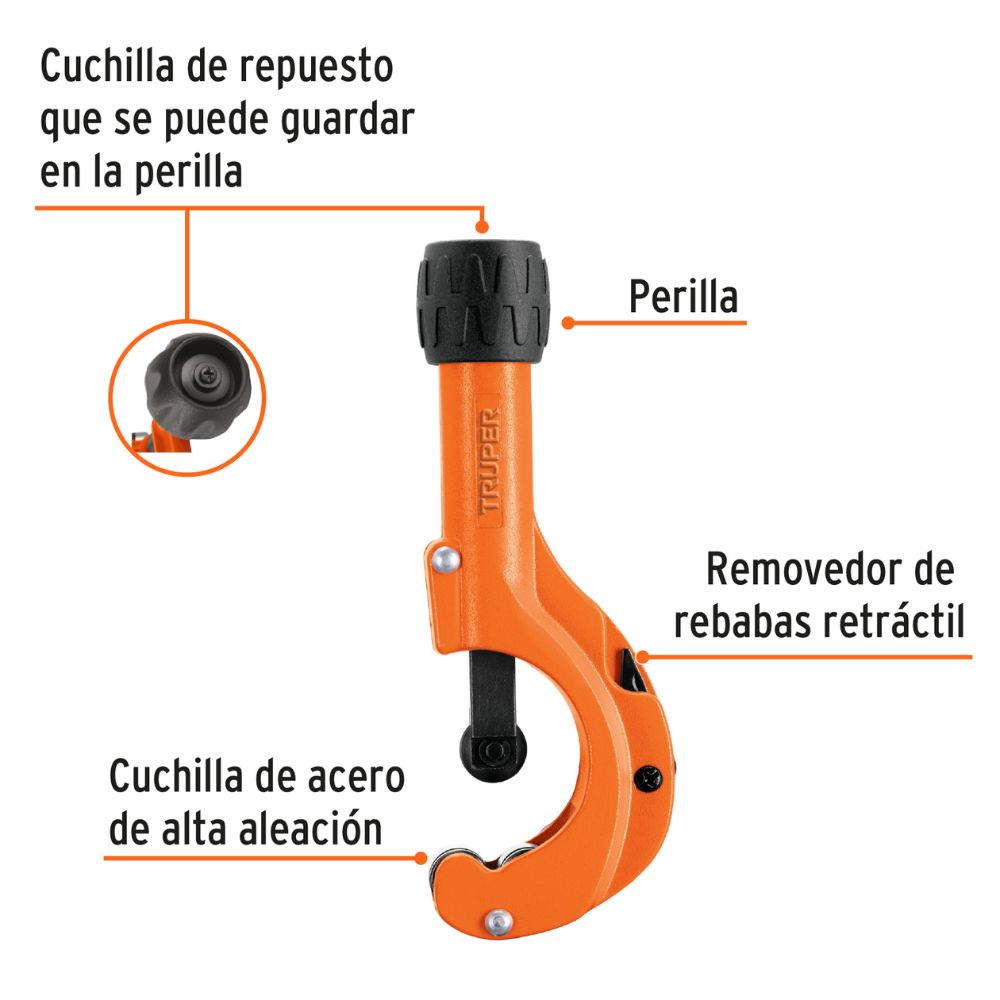 Cortador de tubo de cobre 3/16″ a 2″ cuchilla 18 mm, TRUPER