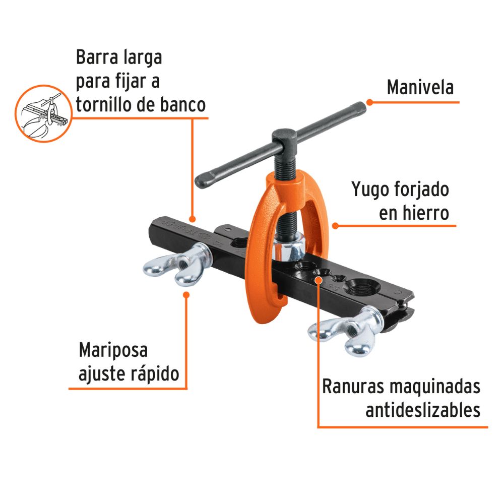 Avellanador para tubo, ajustable de 3/16″ a 5/8″, TRUPER