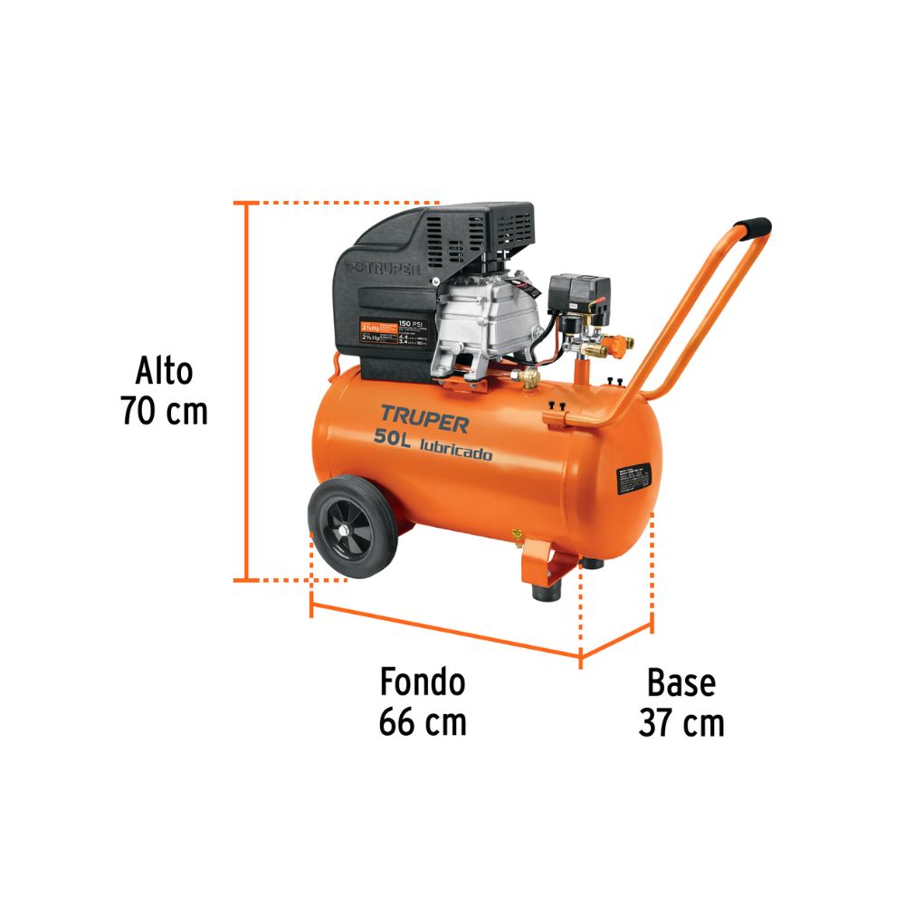 Compresor lubricado de aire, 50 L, 220 V/60 Hz TRUPER