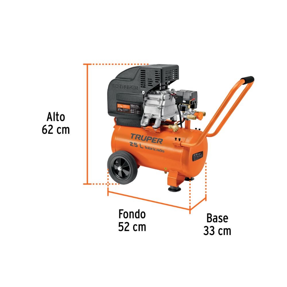 Compresor lubricado de aire, 25 L, 220 V/60 Hz TRUPER