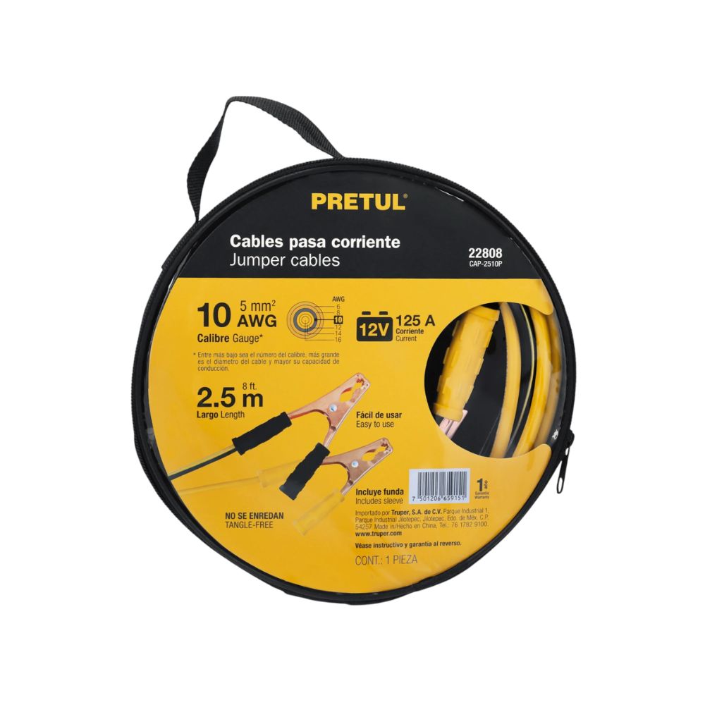 Cables pasa corriente de batería, Corriente: 125A PRETUL