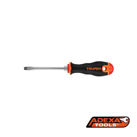 Desarmador plano 1/4" x 4" mango Comfort Grip, TRUPER