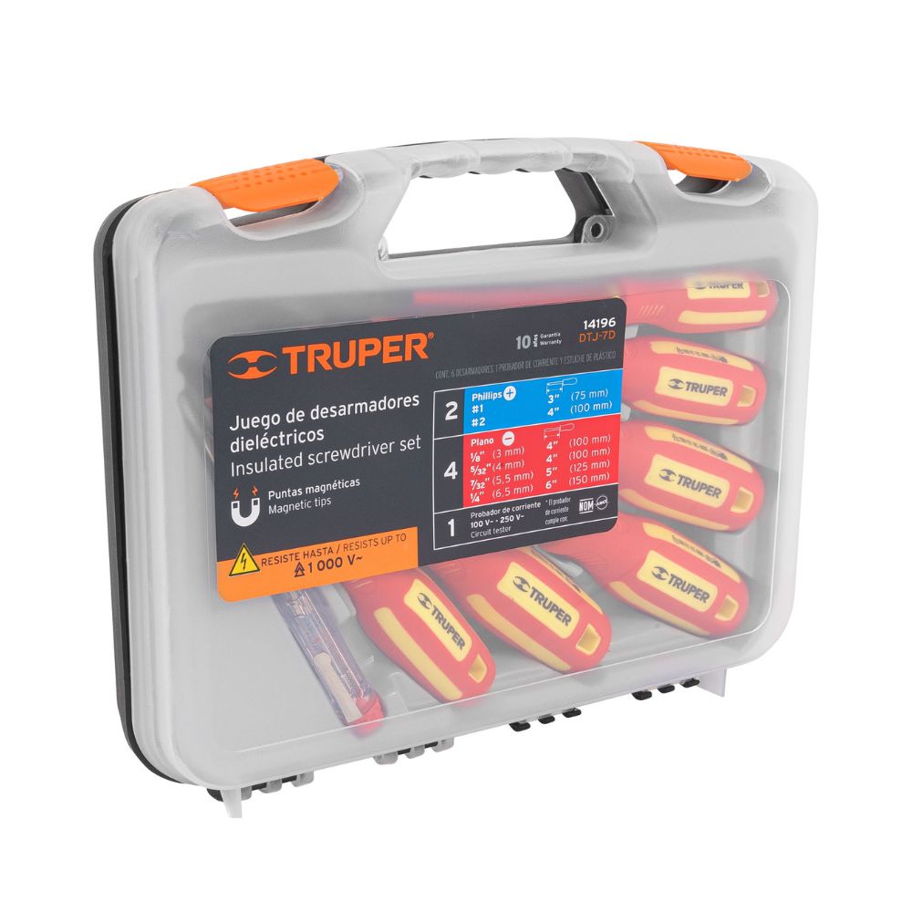 Juego de desarmadores dieléctricos 6pz + 1 detector de energía TRUPER