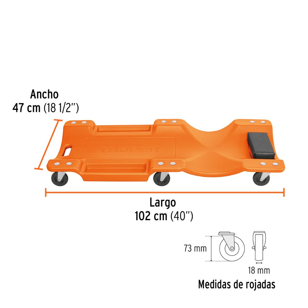 Camilla para mecánico PVC 40″ TRUPER