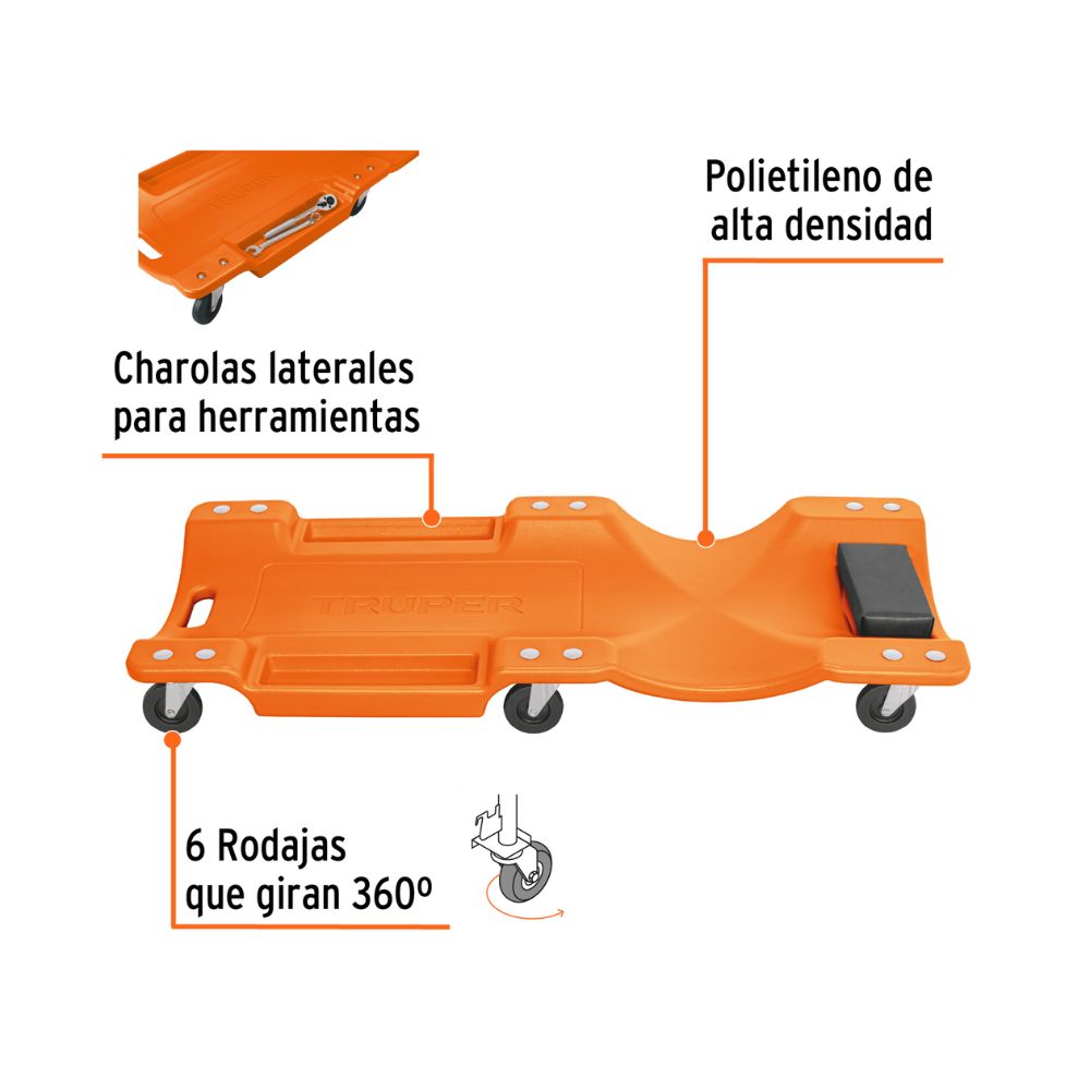 Camilla para mecánico PVC 40″ TRUPER