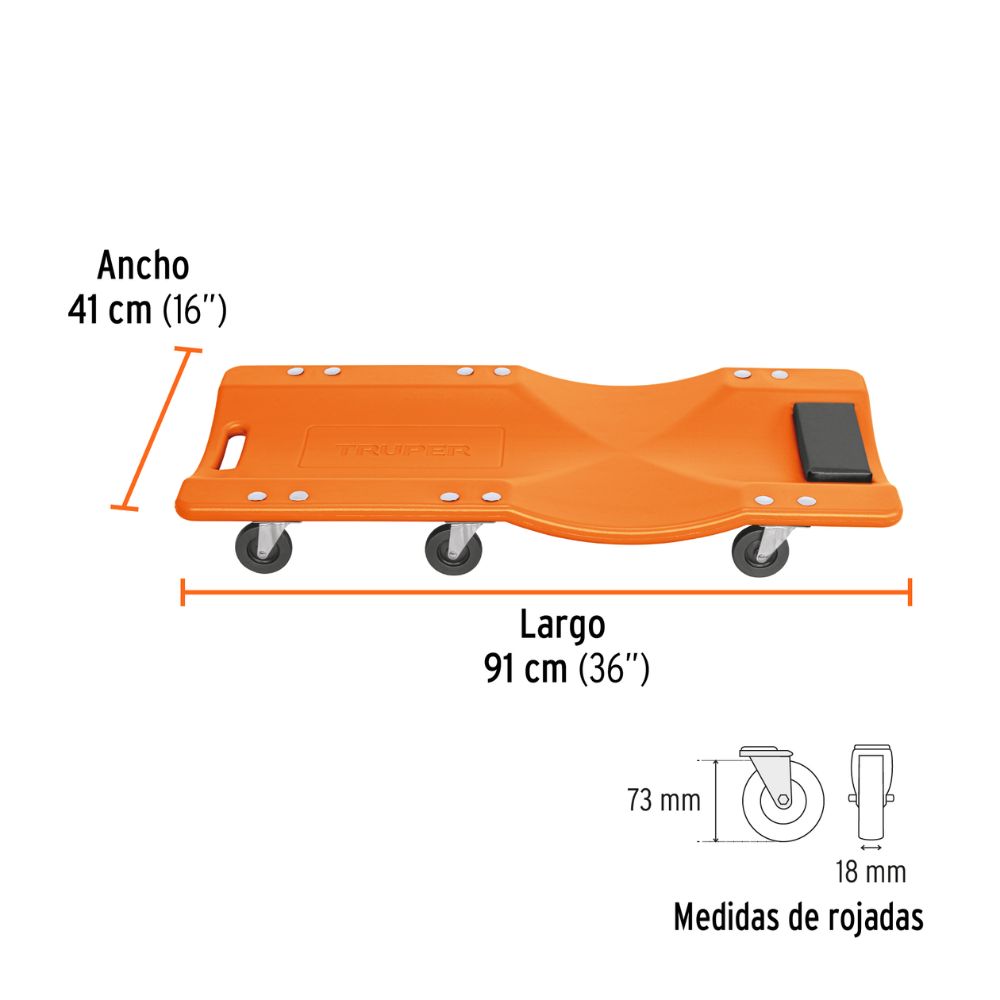 Camilla para mecánico PVC 36″ TRUPER