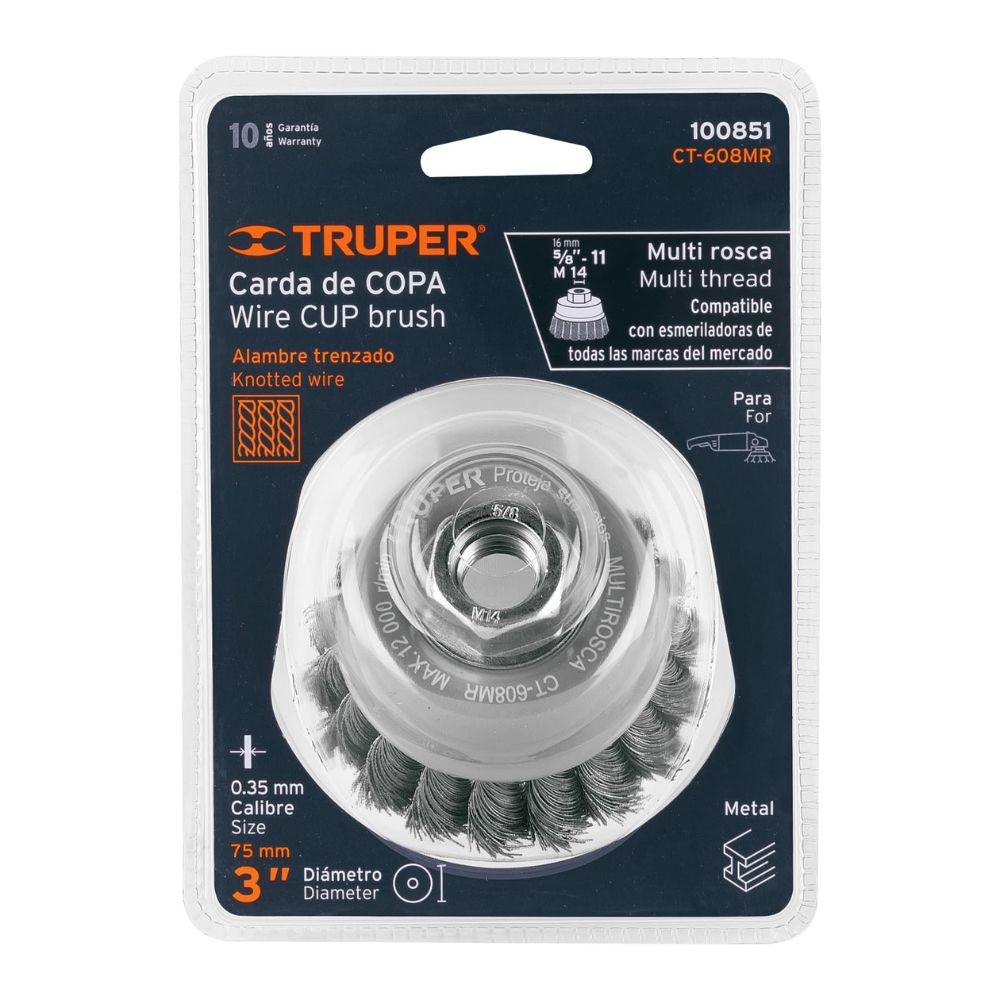 Escobilla tipo copa 3″ alambre trenzado fino TRUPER