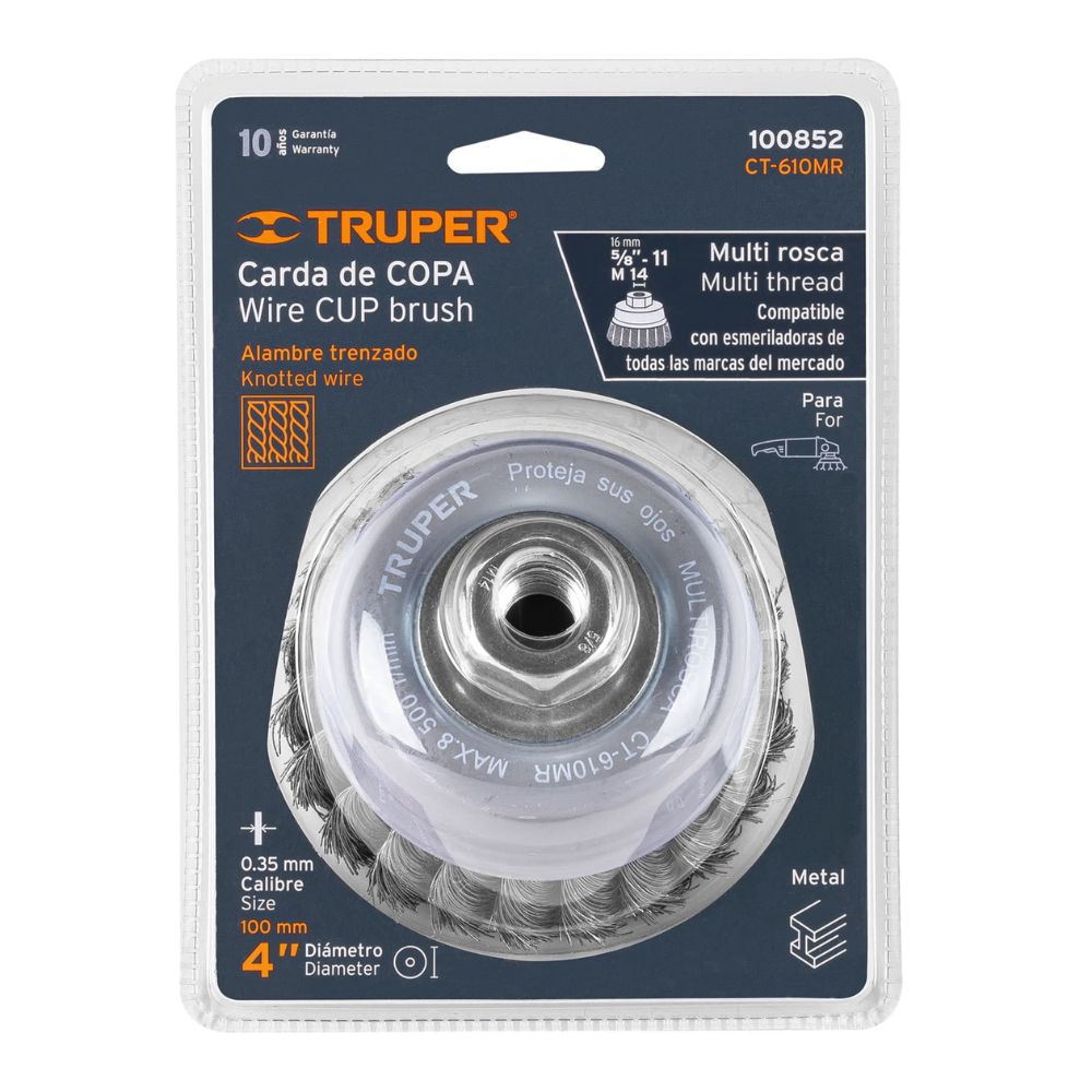 Escobilla tipo copa 4″ alambre trenzado fino TRUPER
