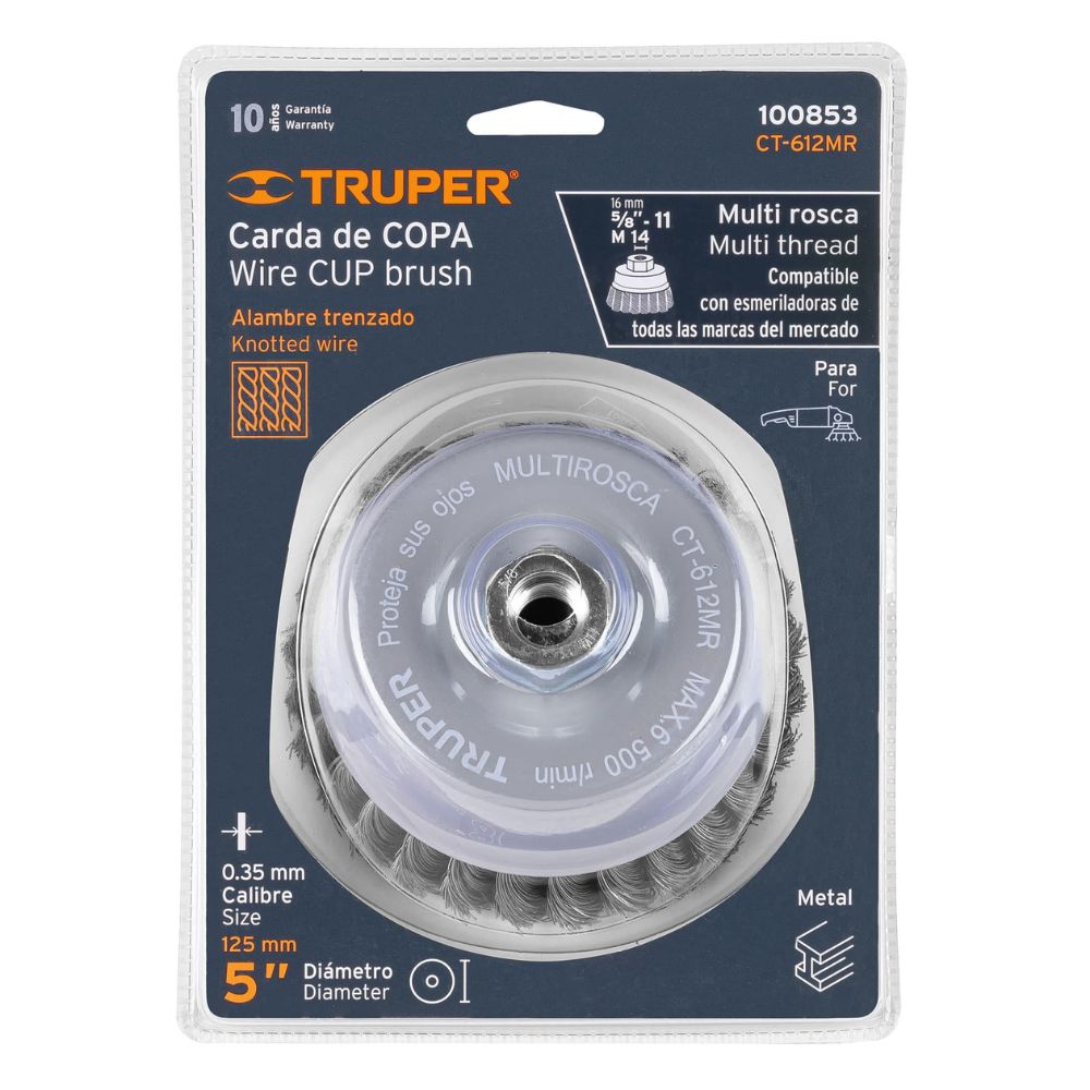Escobilla tipo copa 5″ alambre trenzado fino TRUPER