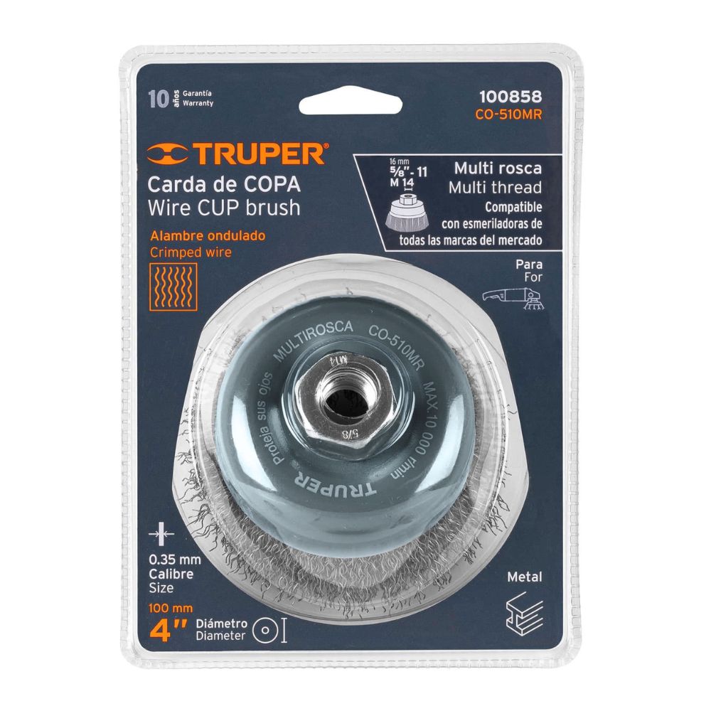 Escobilla tipo copa  4″ alambre ondulado fino TRUPER