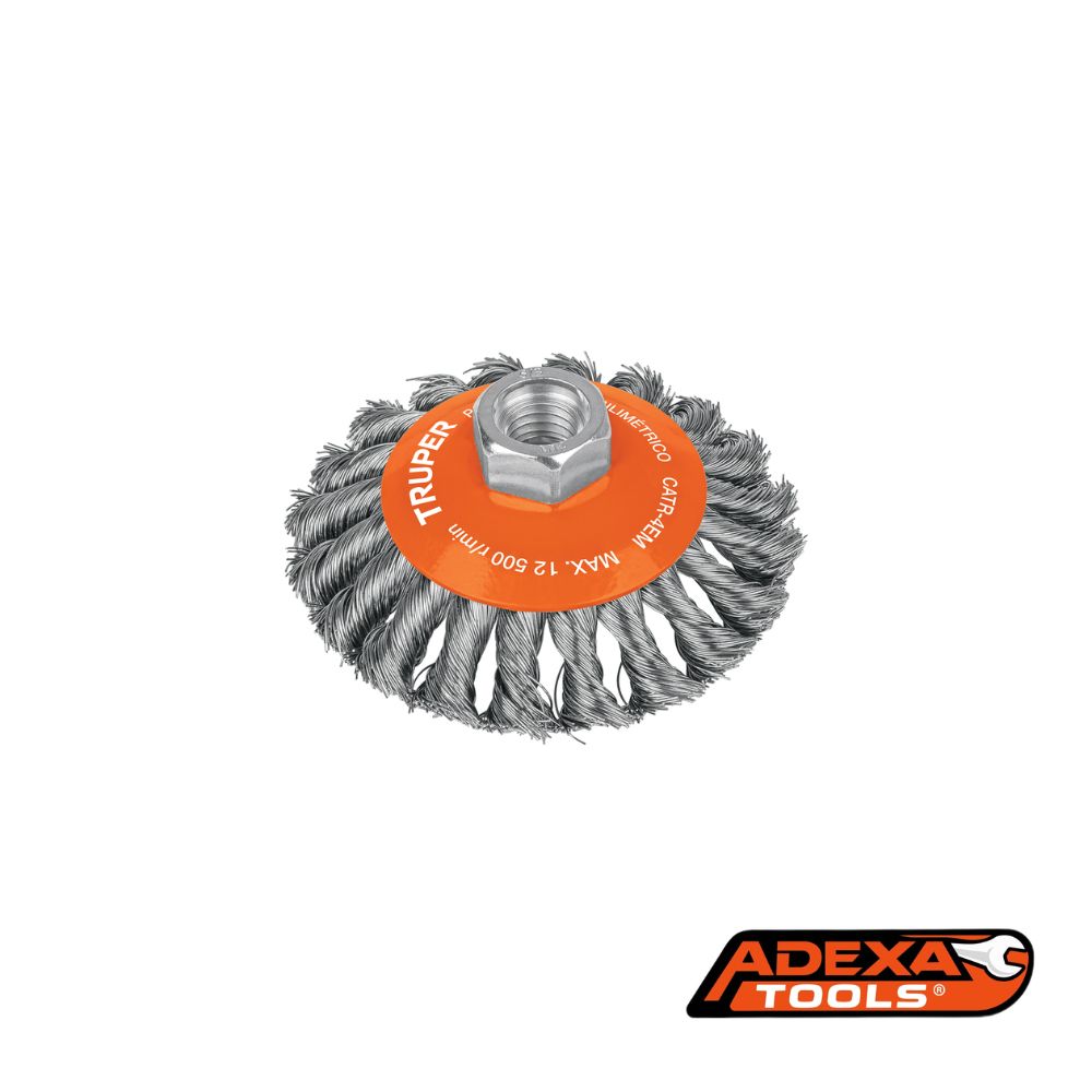 Escobilla tipo cónico 4″ alambre trenzado TRUPER
