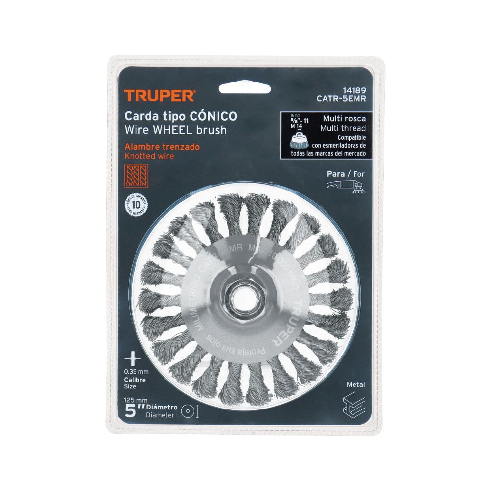 Escobilla tipo cónico 5″ alambre trenzado TRUPER