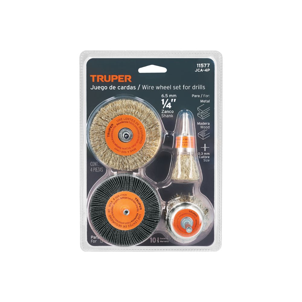 Escobilla para taladro Juego de 4pz , TRUPER