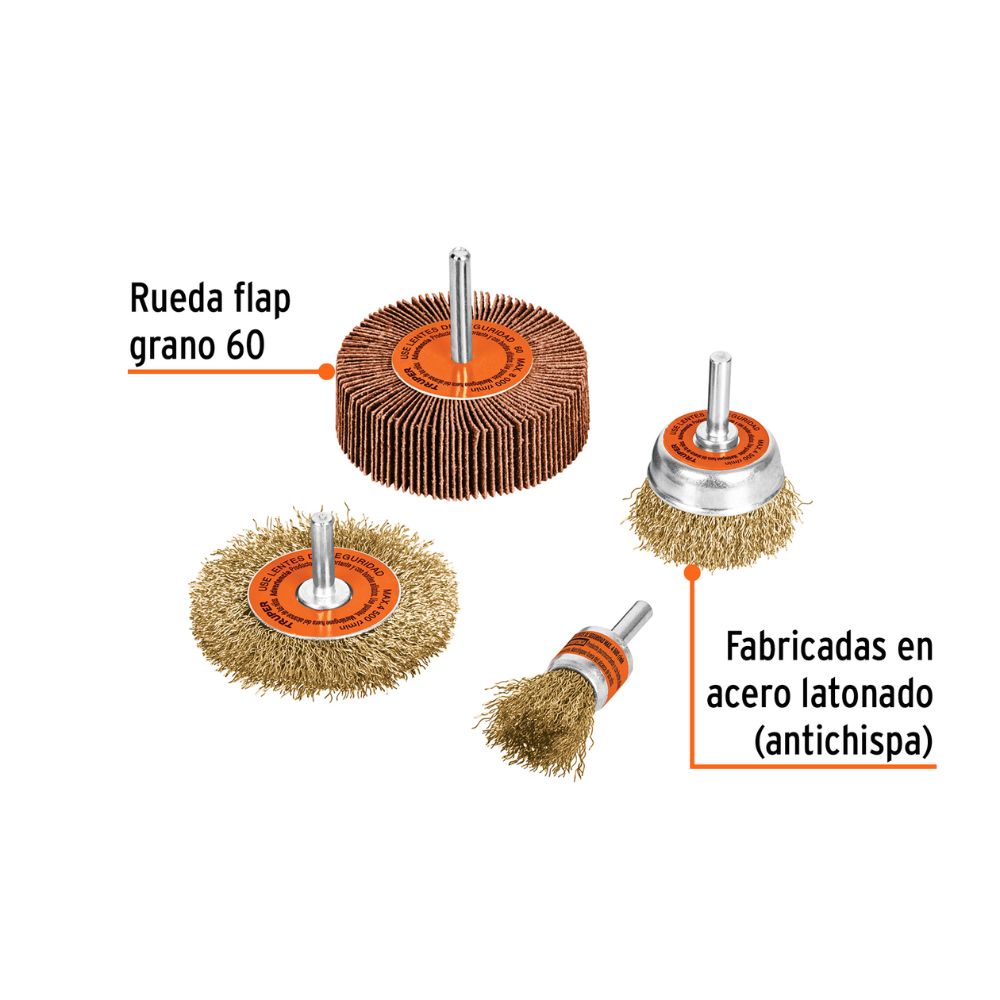 Escobilla para taladro Juego de 4pz , TRUPER