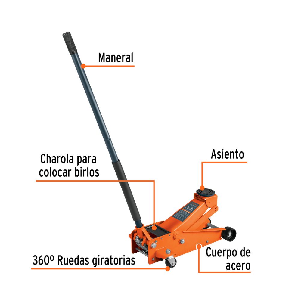 Gata tipo lagarto hidráulico 3t profesional, 6 movimientos TRUPER