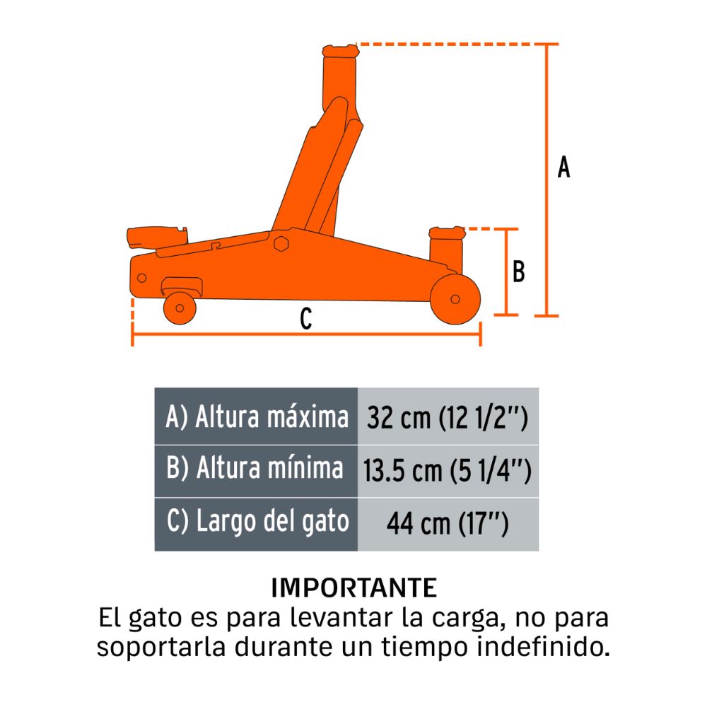 Gato tipo lagarto hidráulico 2t, 30 movimientos, maletín, TRUPER