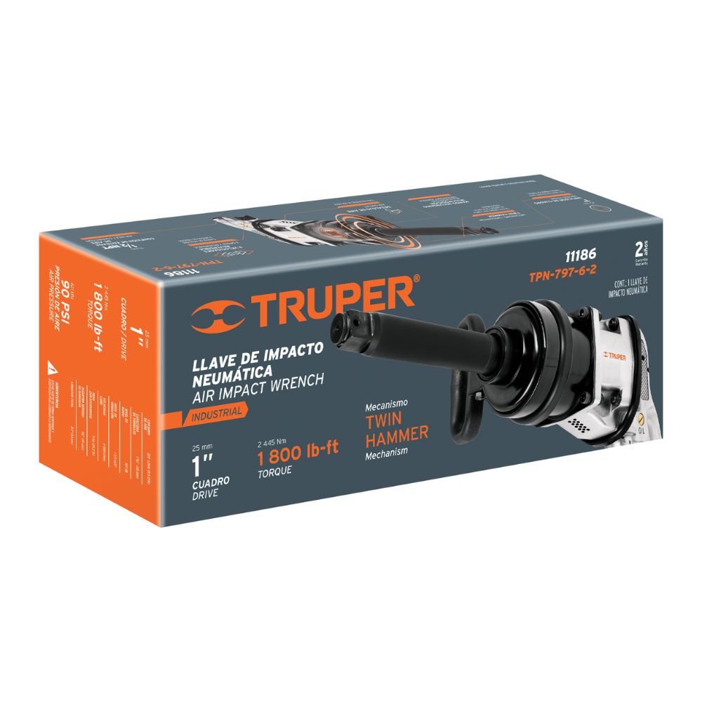 Llave de impacto neumática 1″, industrial, TRUPER