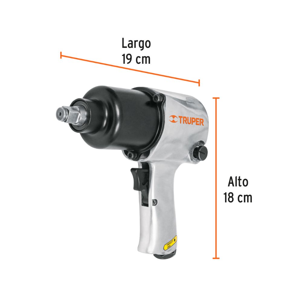 Llave de impacto neumática 1/2″, industrial, TRUPER