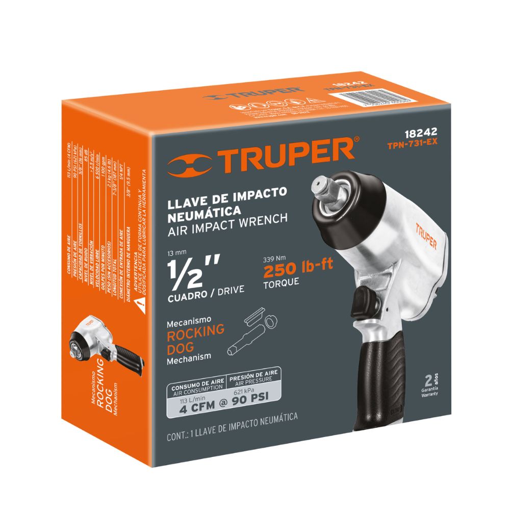 Llave de impacto neumática 1/2″, TRUPER