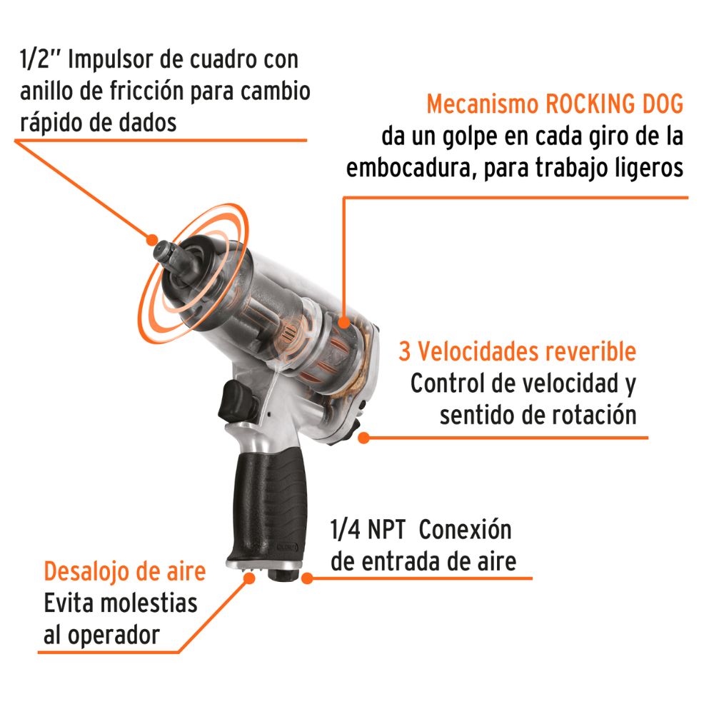 Llave de impacto neumática 1/2″, TRUPER