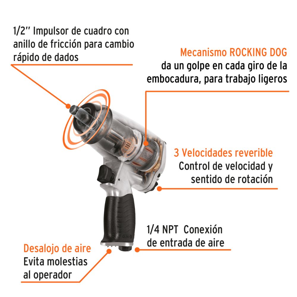 Kit de llave de impacto 1/2″, con estuche TRUPER