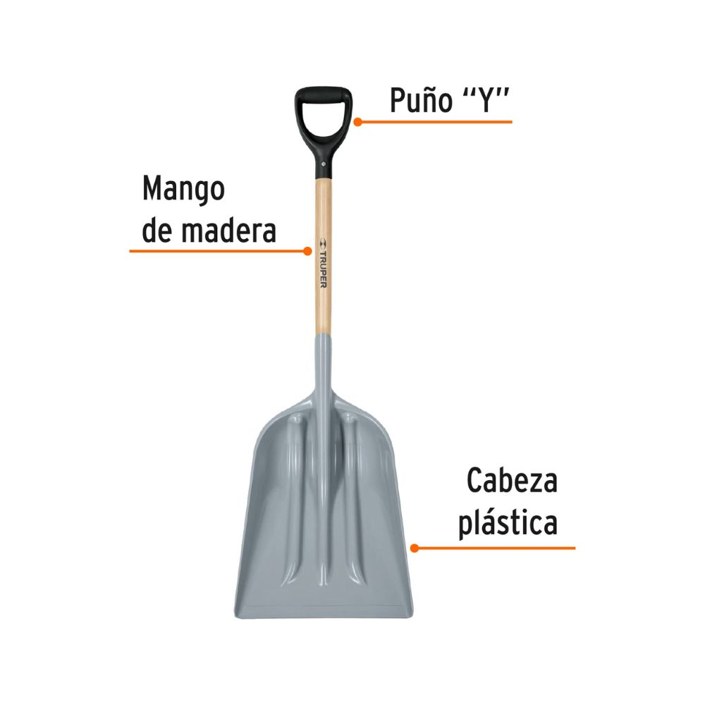Pala PVC sanitaria cabeza, puño «Y», mango 27″, TRUPER