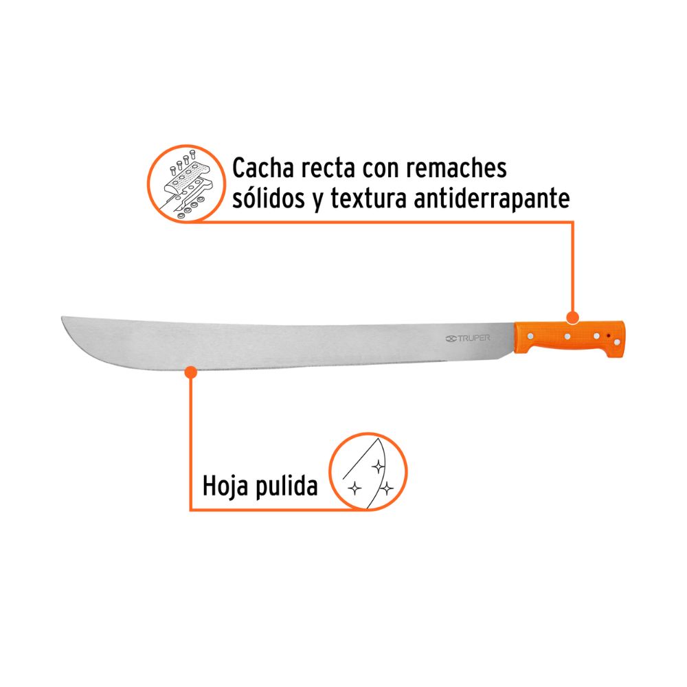 Machete 22″ cacha naranja remachada, TRUPER