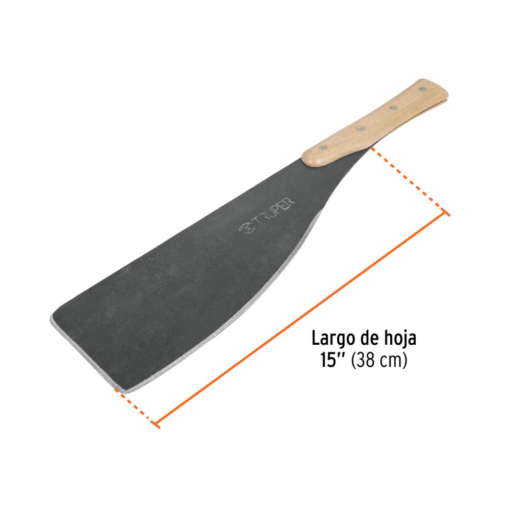 Machete cañero sin gancho 15″, mango de madera, TRUPER