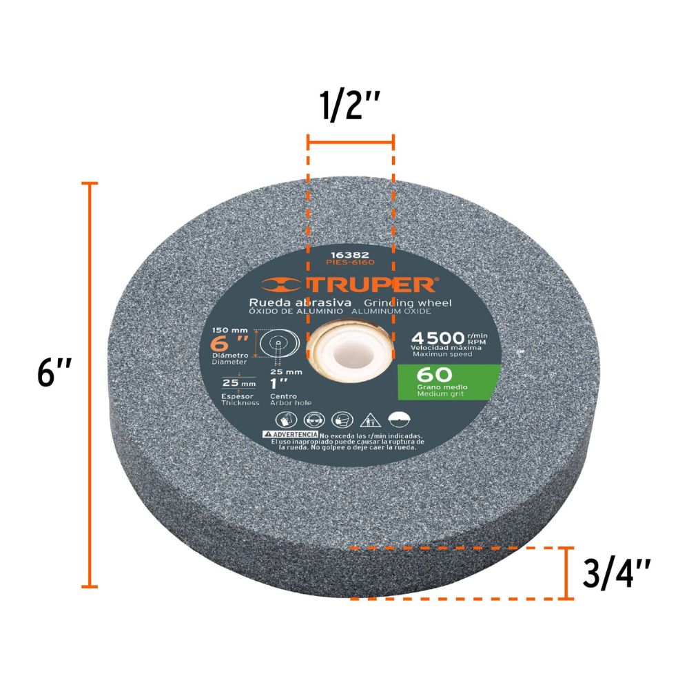 Amoladora de banco 6″, 1/2 HP, 220 V, TRUPER