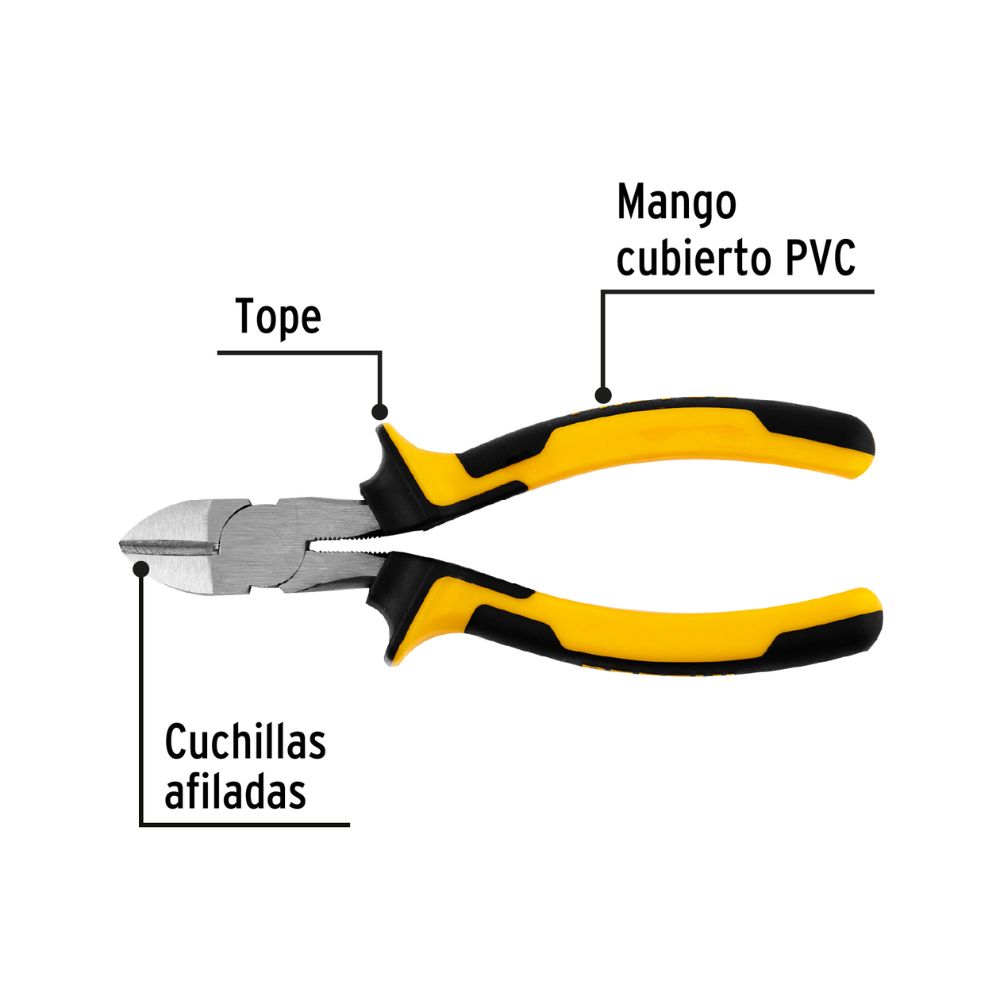 Alicate de corte diagonal 6″ mango Comfort Grip, PRETUL