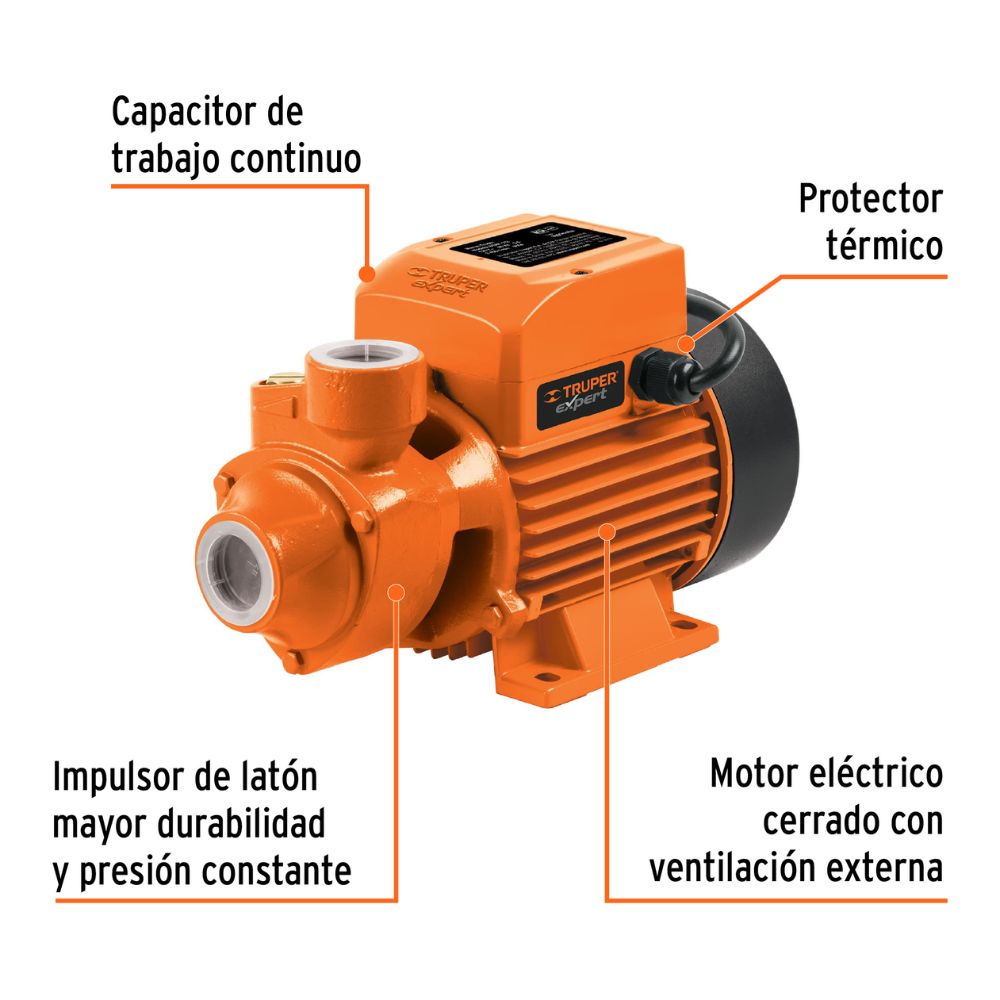 Bomba periférica 1/2HP, 220V/60Hz, uso agrícola, TRUPER