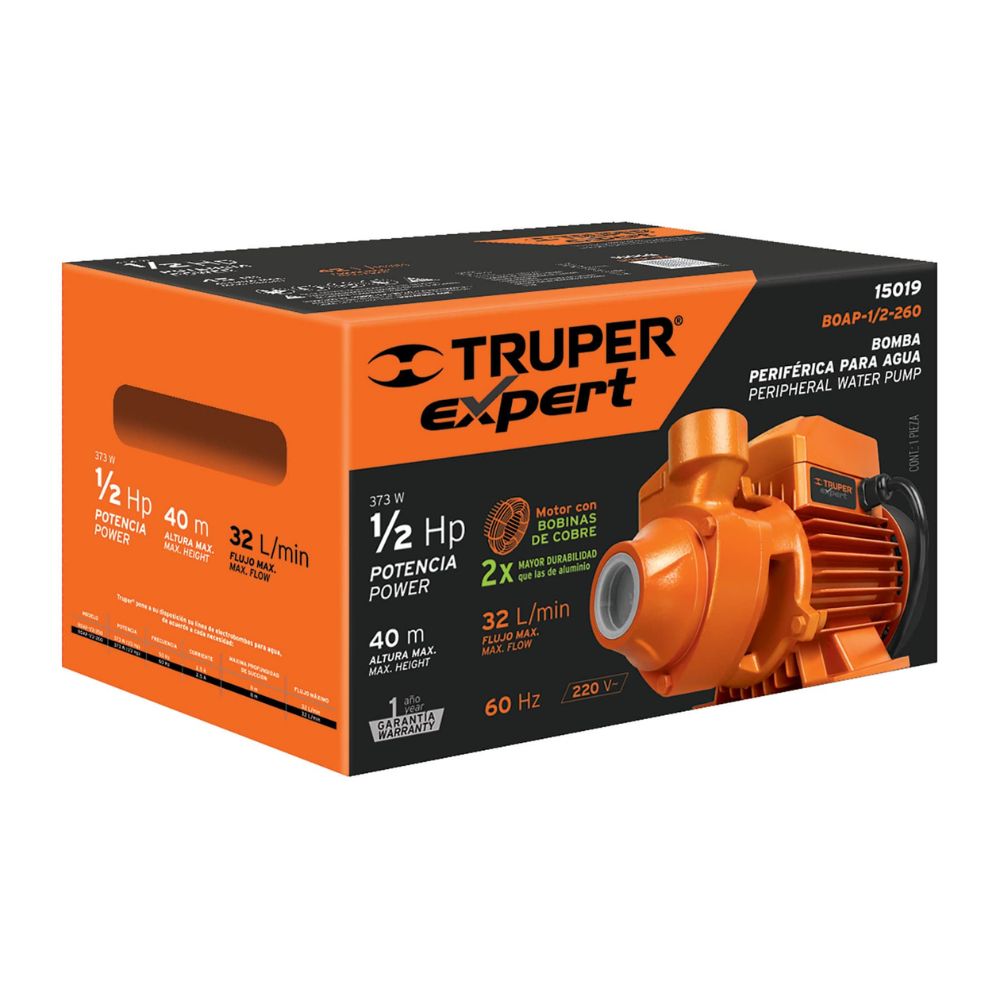 Bomba periférica 1/2HP, 220V/60Hz, uso agrícola, TRUPER